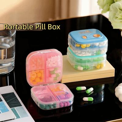 Portable Plastic 8 Grids Pill Box Mini Individual Compartments Pill Dispenser Moisture-proof Sealed Medicine Box Office