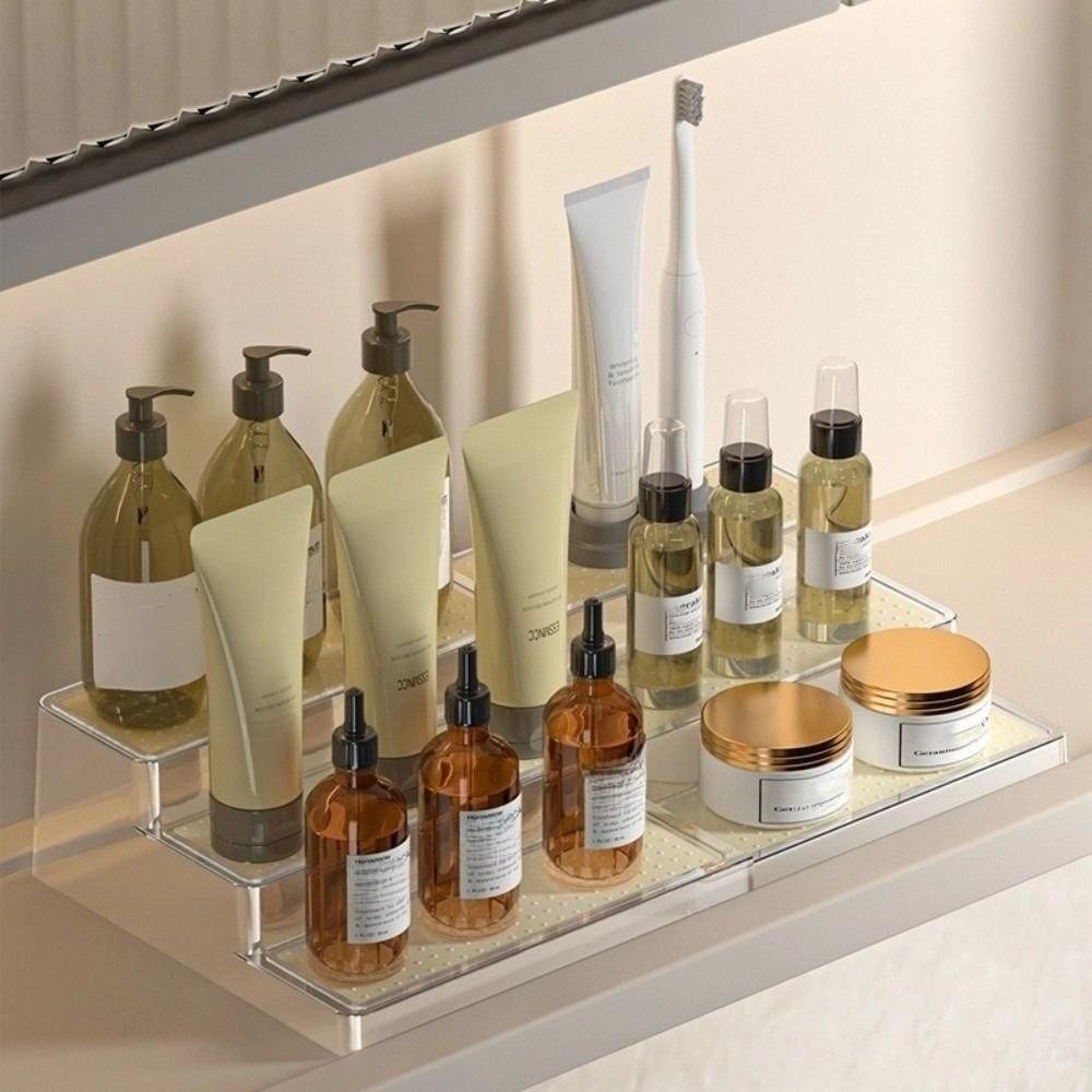 Visible Expandable Step Shelf 3 Tier Countertop Display Shelf Durable Cabinet Storage Rack  Pantry