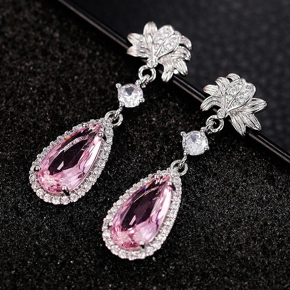 Luxury Square Green Cubic Zirconia Crystal Pendant Earrings Exquisite Fashionable  Women'S Wedding Jewelry
