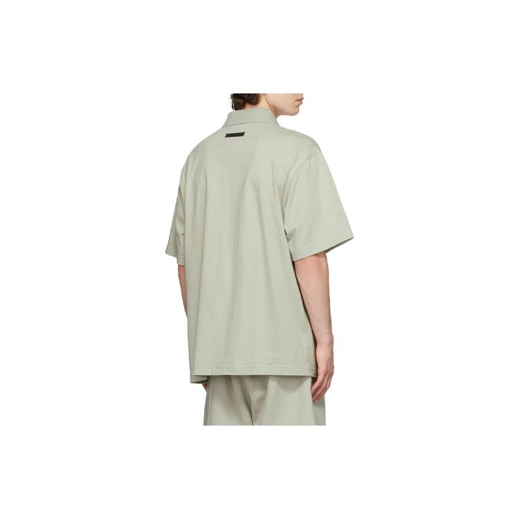 Fear Of God Essentials FW21 Ssense Exclusive Jersey Polo With Concrete Logo Unisex Tops Green FOG-FW21-113