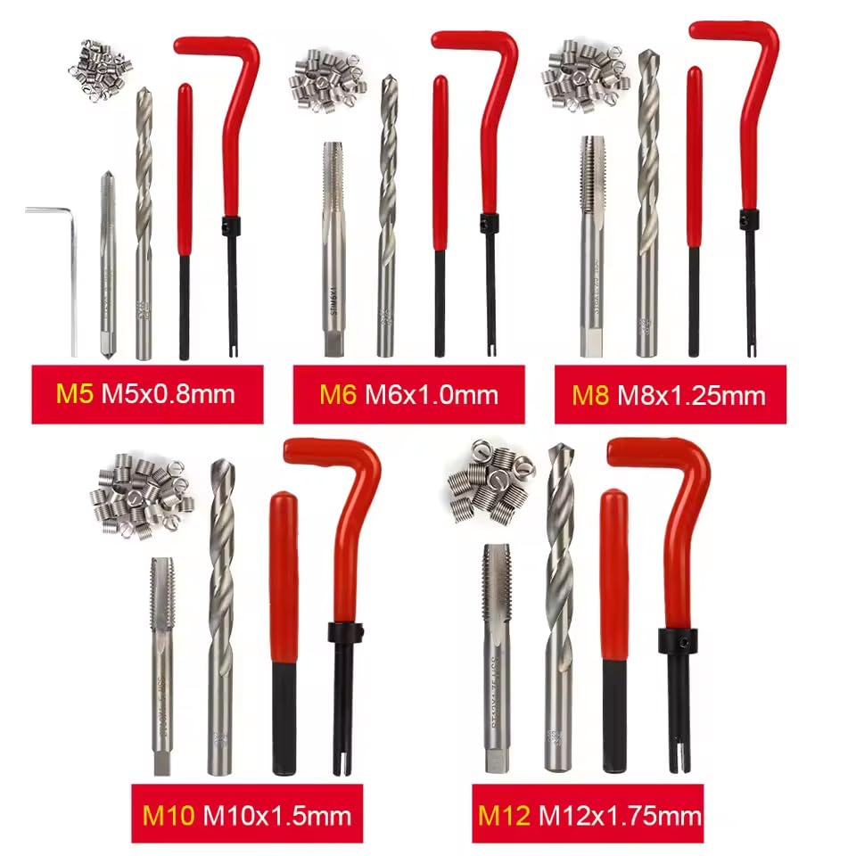 zmart 131pcs Car Repair Tools Screwdriver Screws Bolt Driver Engine Block Repair M5 M6 M8 M10 M12 Thread Set Vehicle Accessories