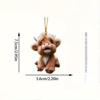 2D Cute Cow Car Pendant for Rearview Mirrors and Bags. A Fun Party Gift for Any Occasion.