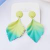Trendy Gradient Metal Colorful Leaves Pendants Earrings for Women Exaggerated Metal Geometric Bohemia Long Drop Earring Rock