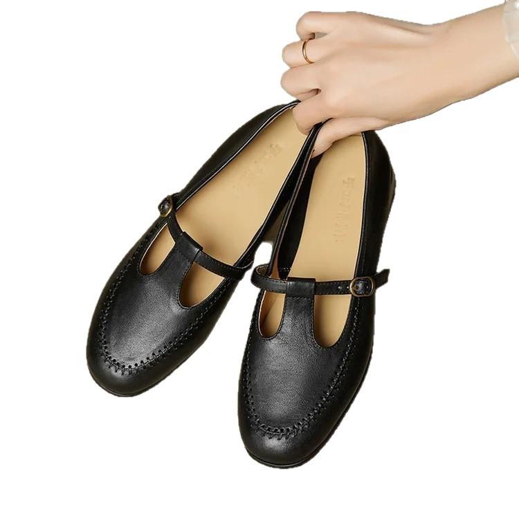 First layer of sheepskin~ French single shoes women's flat 2025 new versatile small leather shoes with skirts retro Mary Jane shoes