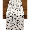 Nepnuser Linen Musical Notes Table Runner Music Event Birthday Party Wedding Decoration Farmhouse Home Dining Room Kitchen Table Decor (13" x 72")