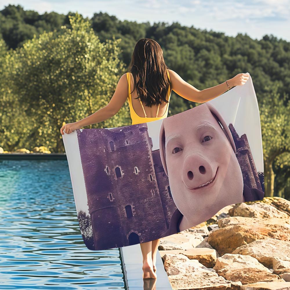 

Meme John Pork funny Towel Quick Drying Beach Towels Are Suitable For Swimming Pools Camping Yoga And The Gym W30*H60(CM)