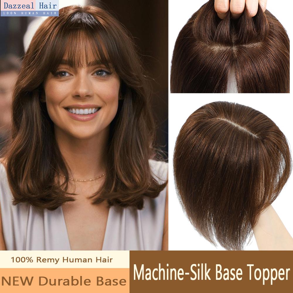 Women Brown Human Hair Topper With