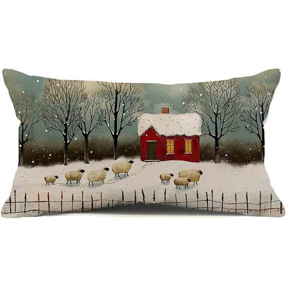 1pc Christmas Holiday Themed Pillowcase Home New Year Decoration Christmas Living Room Double-sided Printed Sofa Pillowcase
