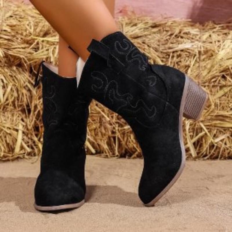 Women's Carved Thick Heel Heightening Fall and Winter Lightweight Outdoor Hiking Mountaineering Non-slip Sports Casual Martin Boots