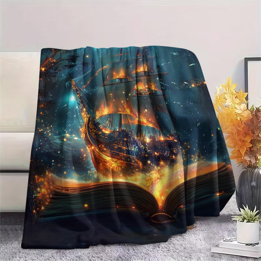 Glowing Books  Print Flannel Blanket, High Quality Comfortable for All Seasons, Home Decor, Warmth and Comfort