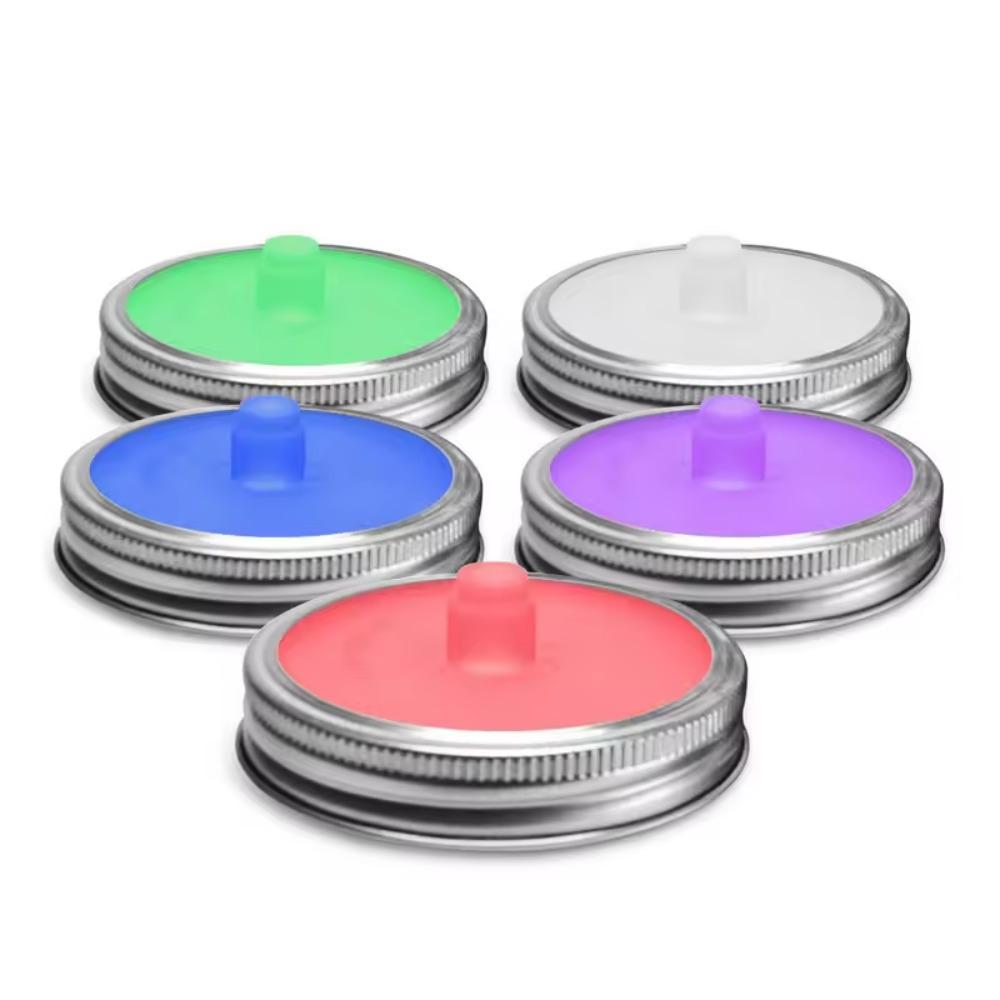 5pcs With Metal Ring Mason Jar Lid Sealed Wide Mouth Jar Cover Silicone Fermenting Lid  Coffee Bean