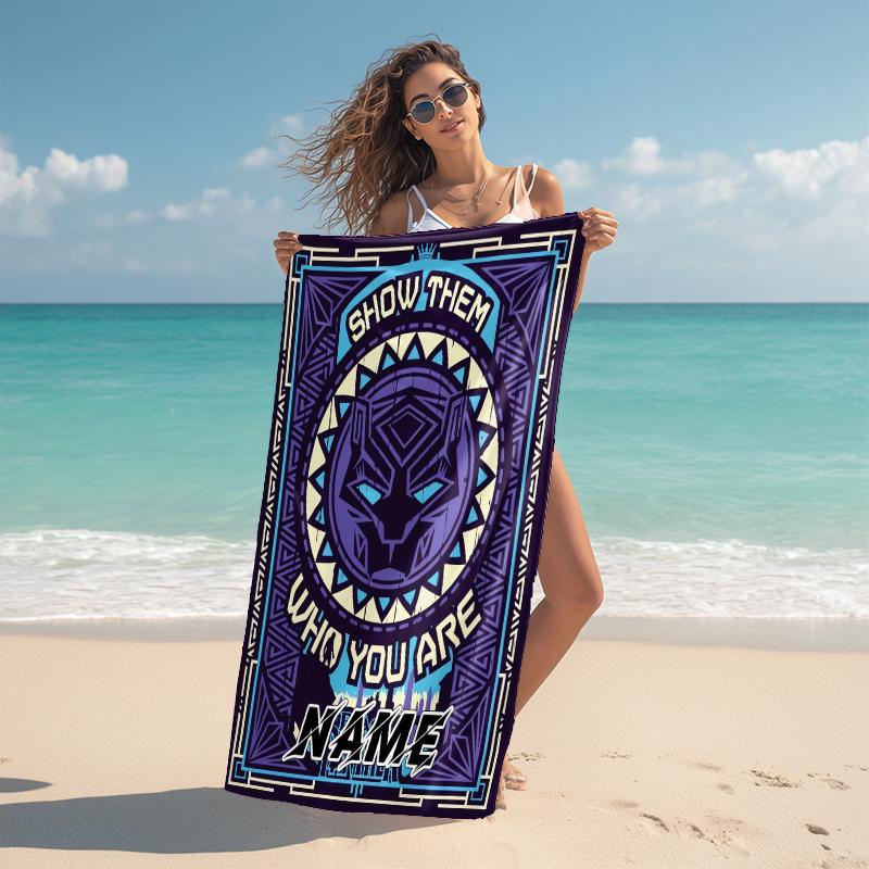 Personalized "Green Forest Guardian" Beach Towel Microfiber Beach Towel Thin Absorbent for Beach Swimming Yoga Bath Sports. 0910380