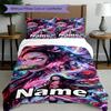 3pcs Duvet Cover Set (1*Duvet Cover + 2*Pillowcase, Without Core), Custom Name Demon Slayer Pattern Bedding Set, Home Bedroom Decor Gift