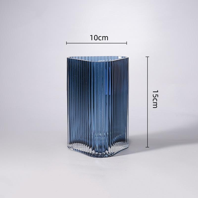 Transparent Glass Vase Geometric Triangular Flat Shape Flower Vase Hydroponics Terrarium Flowerpot Vases Pots Home Decoration