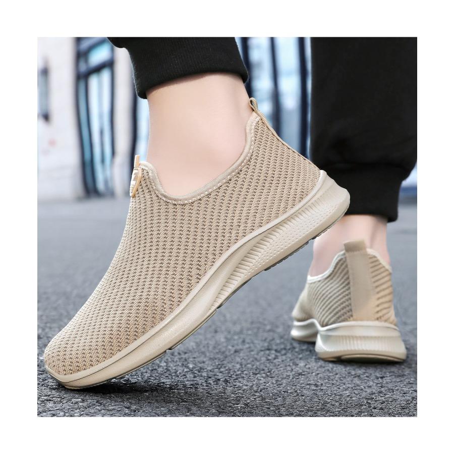 Men's Summer Mesh Shoes Lightweight Soft Sole Slip-On Casual Sneakers Breathable Odorless Dad Shoes Lazy One-Step Walking Casual Shoes