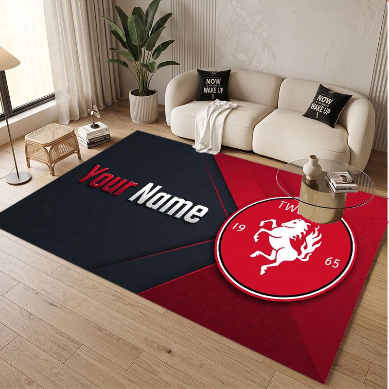 Tappeto Personalizzato Modello FC Twente Stampa Nome Testo Morbido Antiscivolo Tappeto per Pavimento per Decorazione Interna Casa