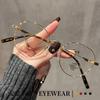 No Makeup Myopia Anti-Blue Light Gold Wire Glasses Women'S Oval Frame Flat Light Mirror Retro Small Frame Degree With Metal