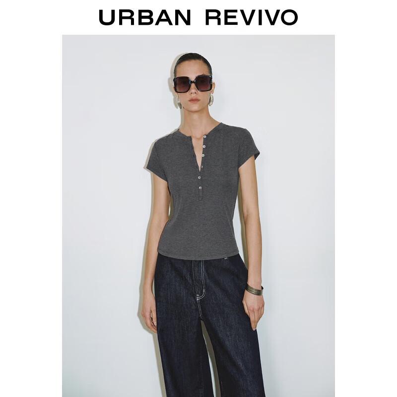 UR Women s Slim Fit Short Sleeve Button T-Shirt S