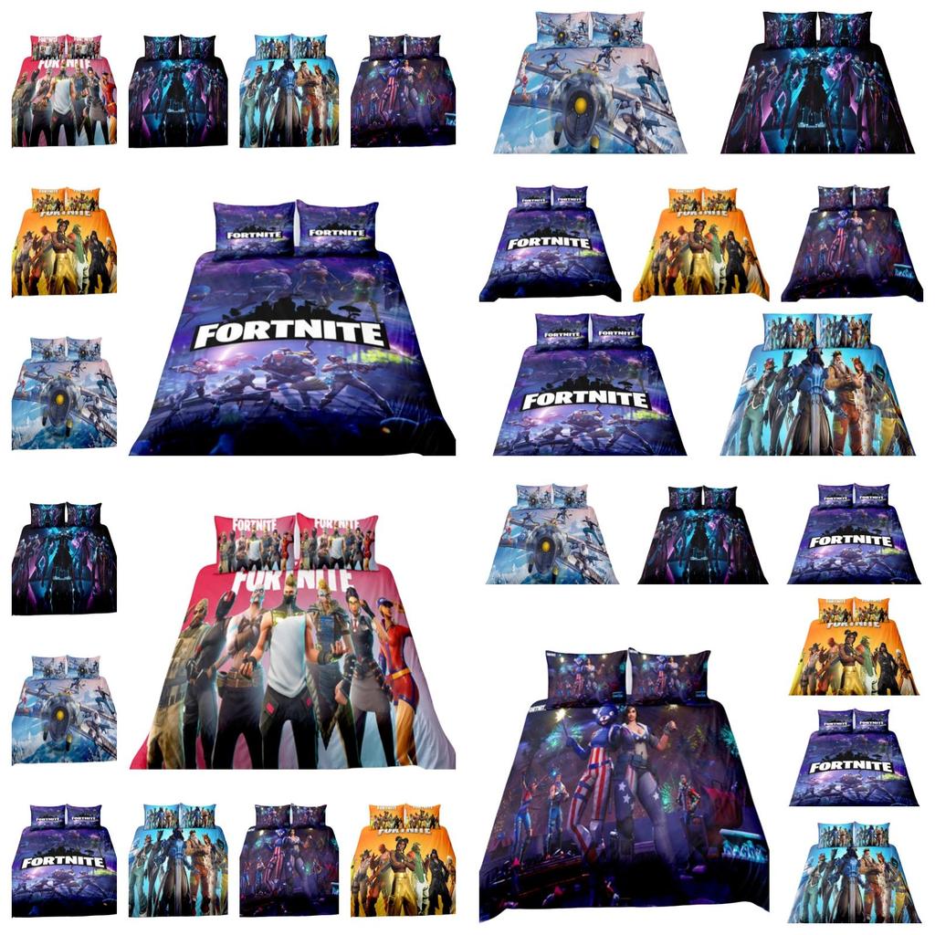 Fortnite Bedding Set 3-piece Bedding Set With Pillowcase And Duvet Cover Polyester Material