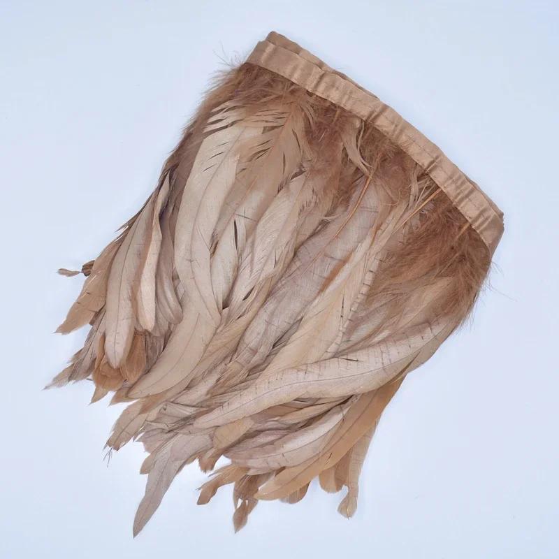 2Meters Rooster Feathers on Tape Trim Tassel Fringe Ribbon White Black Cock Pheasant Chicken Feather Costume Clothing Decoration