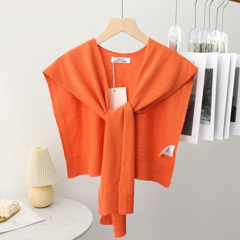 Korean Summer Air Conditioning Fake Collar Neck Guard Scarf Female Knit Thin Autumn Knotted Cape Sunscreen Shawl For Women