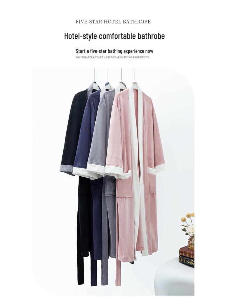 Unisex Towel Bathrobe - Four Seasons Style Yukata, Perfect for Hotel, Salon, Couples, and Women's Pajamas.
