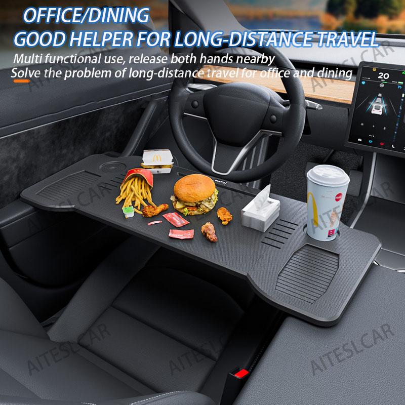 Table Desk For Model Y Juniper 2025 Car Steering Wheel Laptop Tray Food Desk Portable Office Table for Tesla Model 3 2024 2021