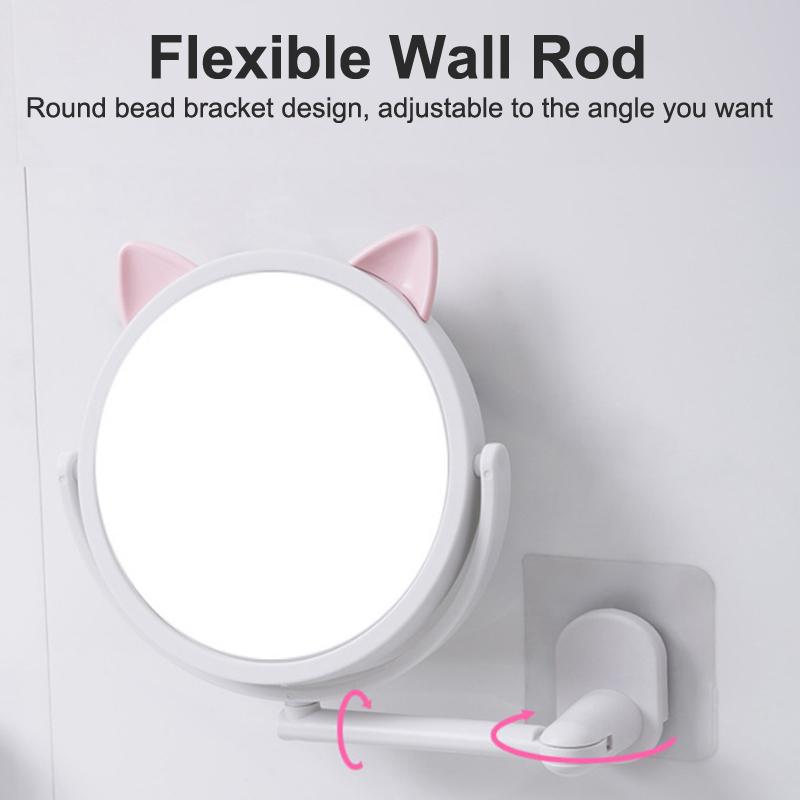 Wall Mounted Foldable Extending Arm Bathroom Mirror With Swivel Suction For Cosmetic Makeup No Drill Required