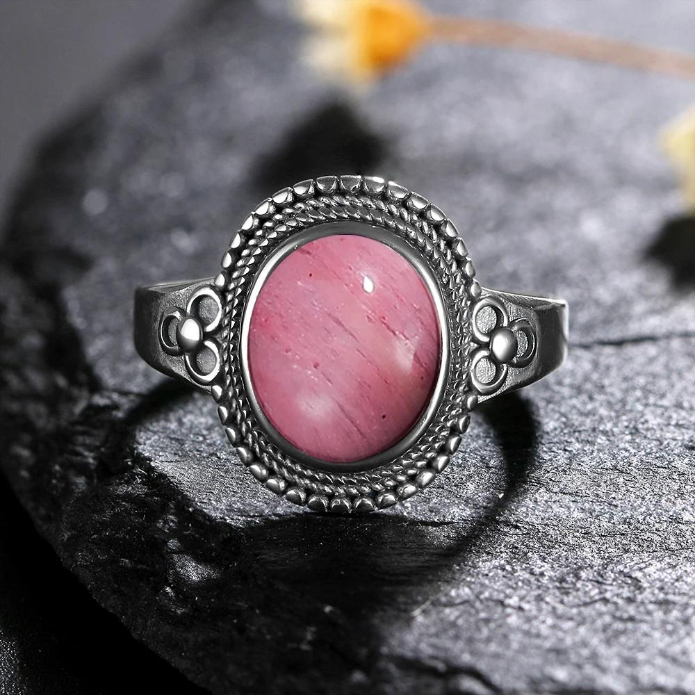 Natural 8*10MM Lapis Lazuli Finger Ring  Rings for Women Gift S Silver Flower Shaped Ring