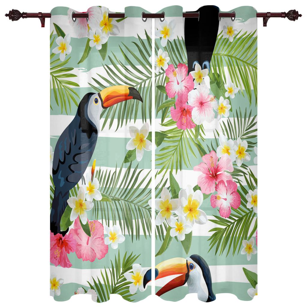 Tier Papagei Tropische Pflanze Grünes Blatt Luxus Heim Vorhänge Heimbedarf Wohnzimmer Schlafzimmer Maßgefertigte Vorhänge