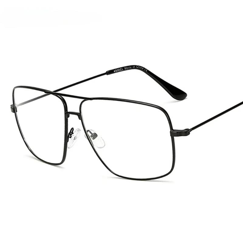 Okulary Vintage Metalowe Duże Oprawki Proste Modne Retro Płaskie Okulary Przeciwsłoneczne dla Mężczyzn i Kobiet Klasyczne Zwykłe Okulary Lentes