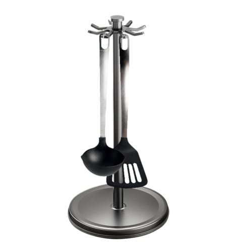 Countertop Rotating Utensil Holder | Kitchen Utensil Holder, Kitchen Tabletop Dish Organizer Holder, Spaghetti Server with Swivel Hook