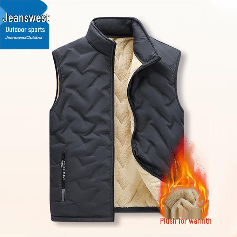 

Jeanes Men s Autumn/Winter Fleece-lined Stand Collar Outdoor Vest L