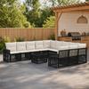 12 Piece Garden Sofa Set Black and Cream White Poly Rattan