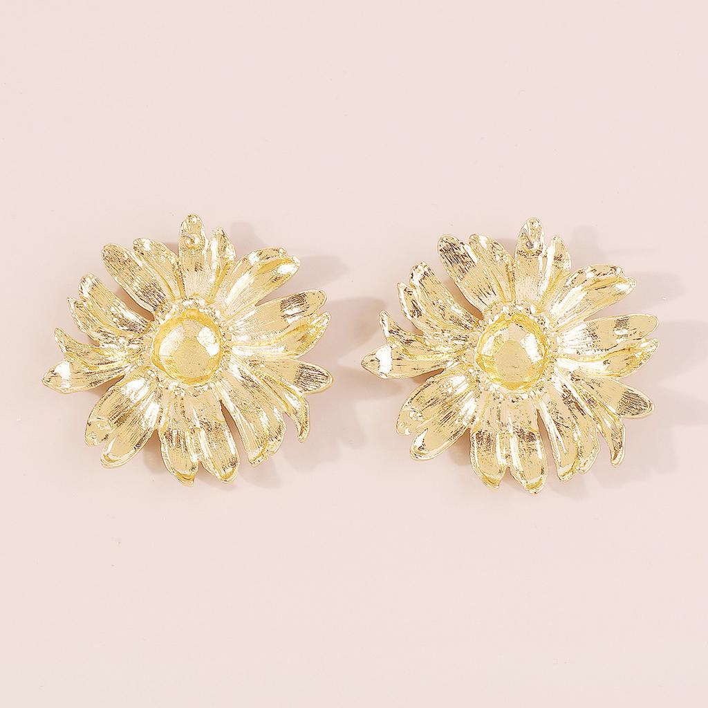 New European American Style Exaggerated Sunflower Necklace Earrings Flower Pendant Clavicle Chain For Women Trendy Jewelry