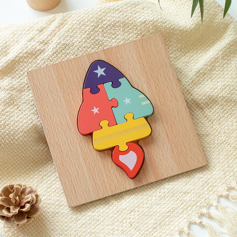 Wooden 3D Puzzle for Early Education: Infant & Toddler Intellectual Development, Hand-Eye Coordination Toy for 1-3 Year Old Boys & Girls