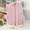 Kawaii Checkered Nylon Backpack with Fluffy Poodle Embroidery Sweet Style Women's School & Daily Bag