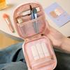 Portable Travel Makeup Bag Polyester Cosmetic Organizer with Multiple Pockets for Lipstick Foundation Brushes Toiletry Storage