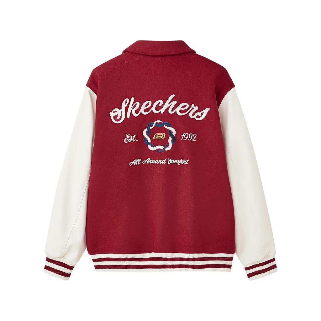 Skechers Warm American Vintage Logo Fashion Baseball Jacket Men Jacket Light-Red L125M002-03LC