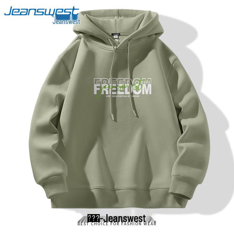 Jeanswest 2025 Spring Unisex Letter Graphic Hooded Sweatshirt