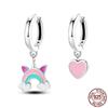 Luminous Shell Women Earrings Original 925 Sterling Silver Pave CZ Star Moon Hoop Earrings Engagement Wedding Jewelry