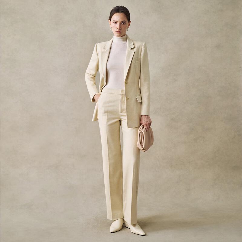 LadyS Elite Wool Silk Blazer & Trousers Set