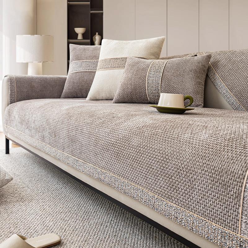 Chenille Sofa Cover Solid Color Four Seasons Universal Sofa Towel Anti-slip Couch Cushion for Living Room Sofas Protector Cover