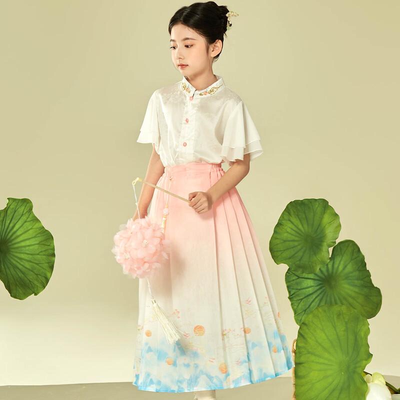 Girls  Phoenix Pony Embroidered Hanfu Style Skirt Set 130cm