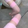 Shiny Pink Erotic Stockings for Women Thigh High Socks Slightly Shining Over Knee Hosiery Black White Sexy Stocking