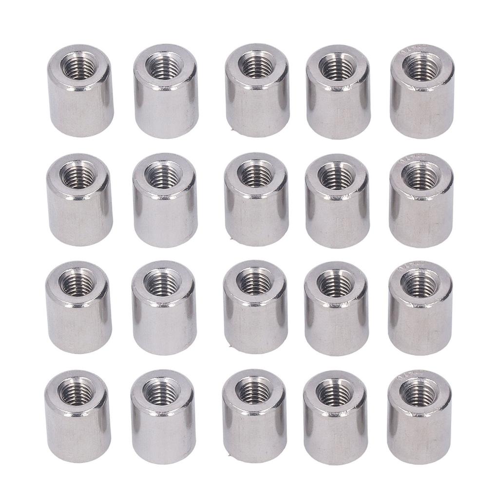 20 STÜCKE Zylindrische Verbindungsmuttern 304 Edelstahl M6 Innengewinde Runde Verbindungsmuttern