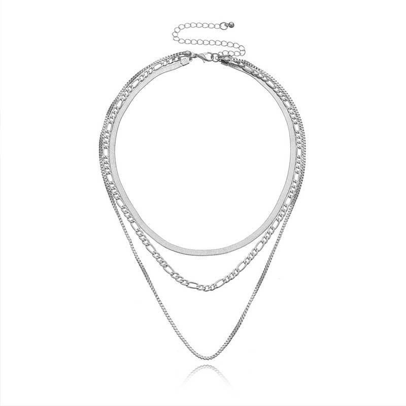 High Quantity Travel Souvenirs Alloy Gifts Gold/Silver Punk Short Necklace Multilayer Necklace Hip Hop Popular