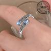 [Sterling Silver Ring] Vintage Bohemian 925 Sterling Silver Moonstone Spoon-Shaped Ring | Adjustable Butterfly Closure, Daily Wear & Gift for Her, Inc