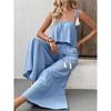 Summer Fresh Style Solid Color Cami Top + Wide Leg Pants Two Piece Set Outfit