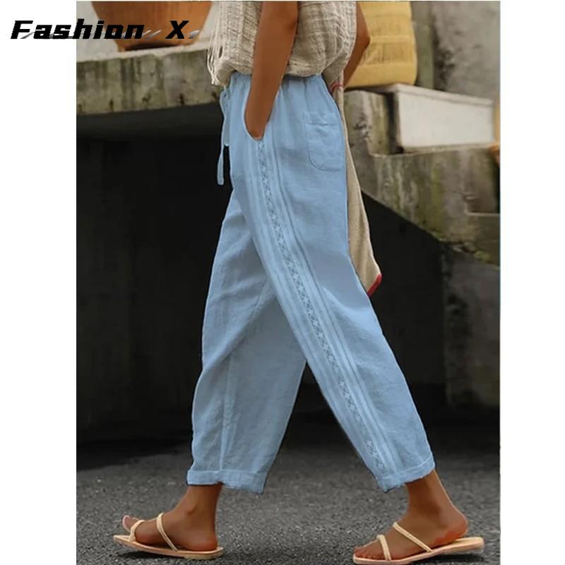 Hose mit weitem Bein, lockere Hose, große Größe, modische Freizeithose für Damen